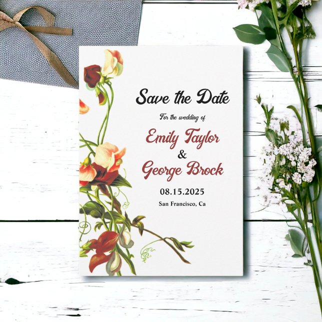 Elegante Grünpflanzen Botanische Rose Hochzeit der Save The Date (Von Creator hochgeladen)