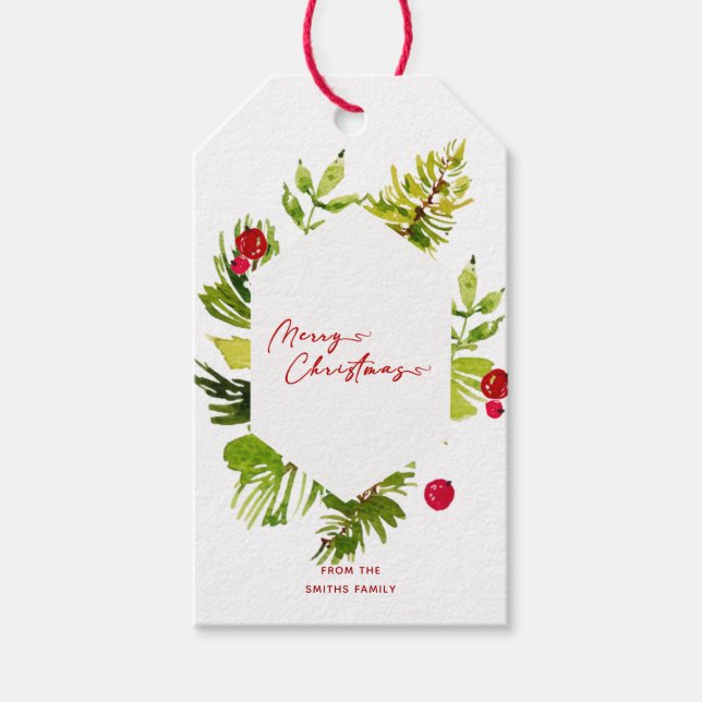 Elegante Grünpflanzen Botanisches Foto Geschenkanhänger (Vorderseite)