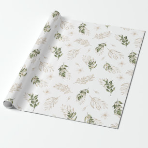 Elegante Grünpflanzen & Goldene Hochzeit Geschenkpapier