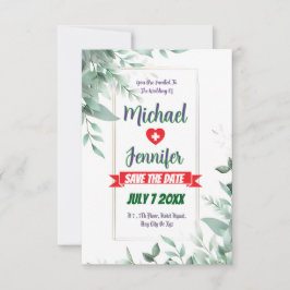 Elegante Grünpflanzen Minimalistisches Foto Hochze Save The Date