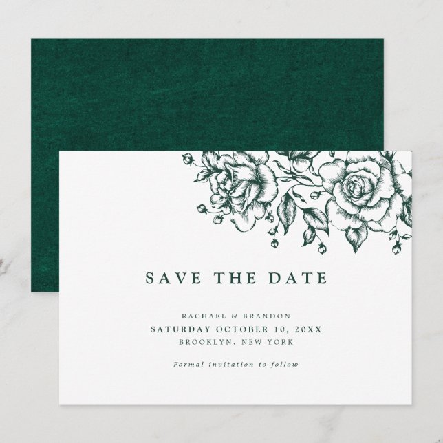 Elegante Grünpflanzen Save the Date im Grünen (Vorne/Hinten)