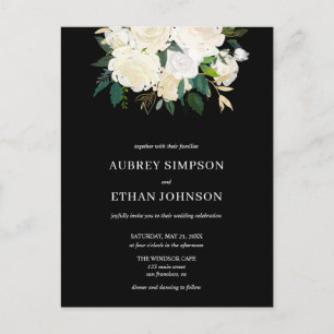 Elegante Grünpflanzen Weiße Blume Hochzeit Einladungspostkarte
