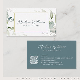 Elegante Grünschrift-Typografie QR Visitenkarte