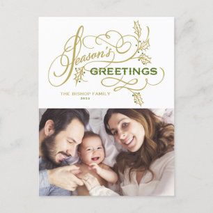Elegante Grüße zur Jahreszeit Familienfoto Feiertagspostkarte