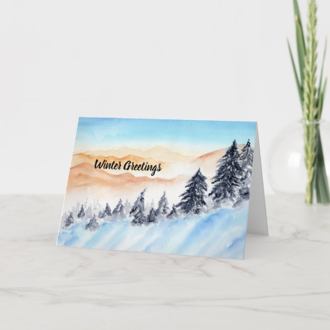 Elegante Grußkarte mit den Bergen im Schnee Karte (Vorderseite)