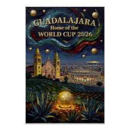 Elegante Guadalajara Fußball-Kunst 2026 Stadion Poster