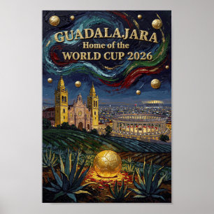 Elegante Guadalajara Fußballkunst 2026 Stadion Poster