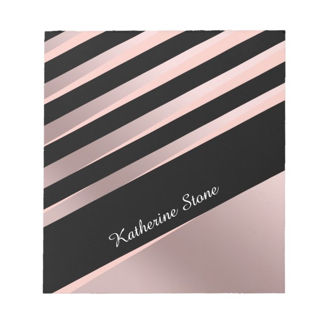 Elegante, gürmisch abstrakte Rose Gold, Schwarz &  Notizblock (Vorderseite)