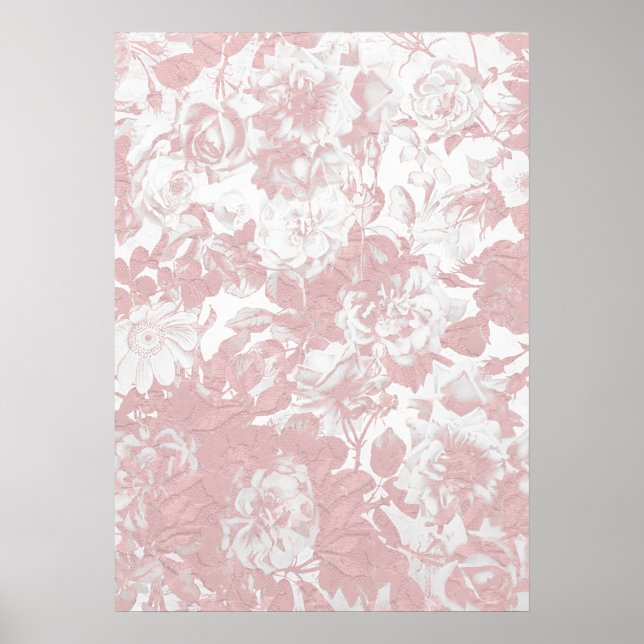 Elegante, gürmisch-trendige rosa Korallenblütenspi Poster (Vorne)