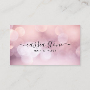Elegante Haar-Make-up feminine Pink Bokeh-Schrift Visitenkarte