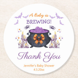 elegante Halloween Baby Dusche Brauen Vielen Dank Runder Pappuntersetzer