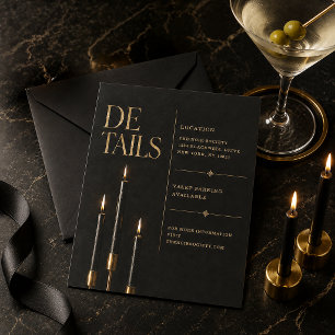 Elegante Halloween-Cocktail-Details-Einlegekarte RSVP Karte