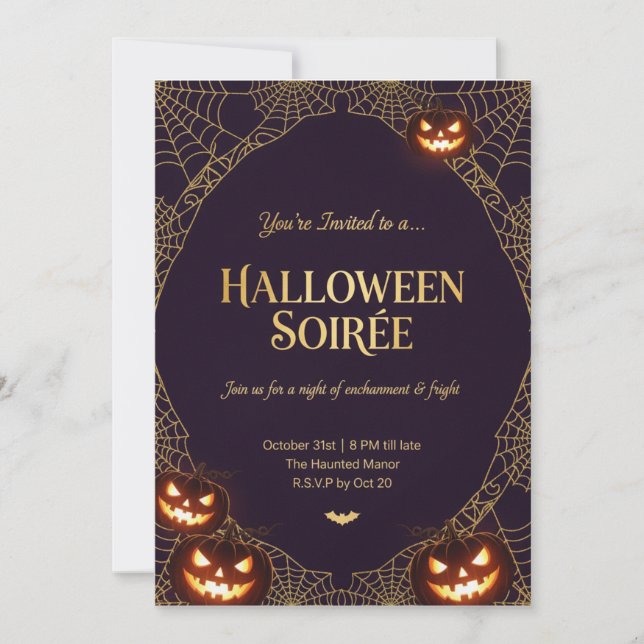 Elegante Halloween-Einladung im Spinnennetz-Design Einladung (Vorderseite)