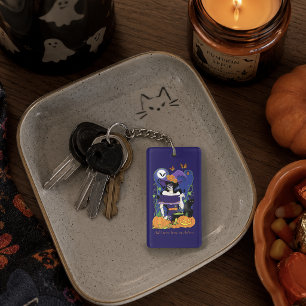 Elegante Halloween-Hexe Zuckerschädel Lila Schlüsselanhänger