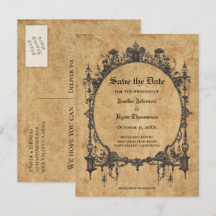 Elegante Halloween-Hochzeit 'Save the Date' Postka Ankündigungspostkarte