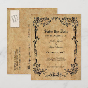 Elegante Halloween-Hochzeit 'Save the Date' Postka Ankündigungspostkarte