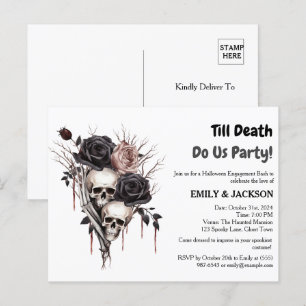 Elegante Halloween-Hochzeitsankündigungsparty-Einl Postkarte