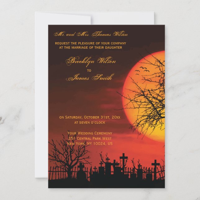 Elegante Halloween Hochzeitsnacht Einladung (Vorderseite)