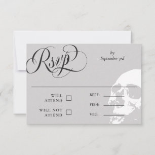 Elegante Halloween-Hochzeitsschädel-RSVP RSVP Karte