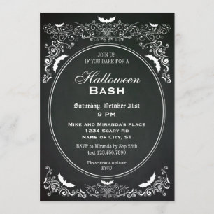 Elegante Halloween-Kreidetafel-Einladung Einladung