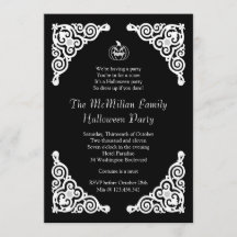 Elegante Halloween-Party-Schwarzweiss-Einladung