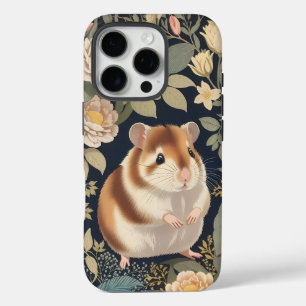 Elegante Hamster-William-Morris-inspiriertes Flora iPhone 16 Pro Hülle