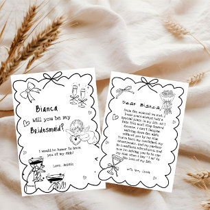 Elegante Hand Drawn Bridesmaid Vorschlag Card Einladung