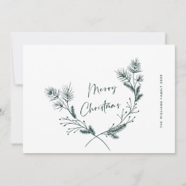 Elegante Hand Drawn Minimalistischer Weihnachtskra Feiertagskarte