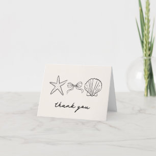 Elegante Hand Drawn Seashell Coquette Vielen Dank Dankeskarte