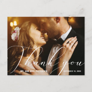 Elegante Hand kalligrafie Fotos Hochzeit Danke Postkarte