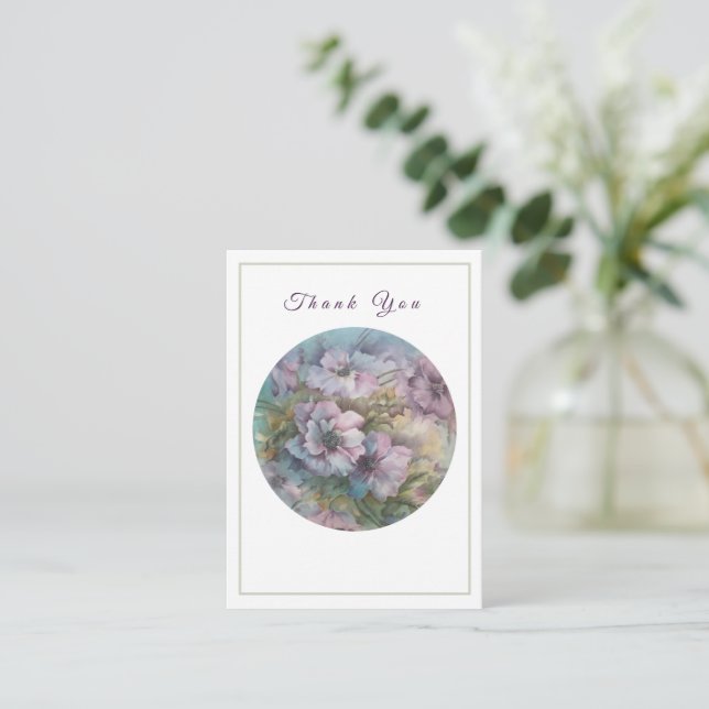 Elegante handbemalte Blumenkarte Mitteilungskarte (Stehend Vorderseite)