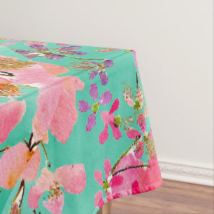 Elegante Handfarbe Aquarellfeder blühend Tischdecke