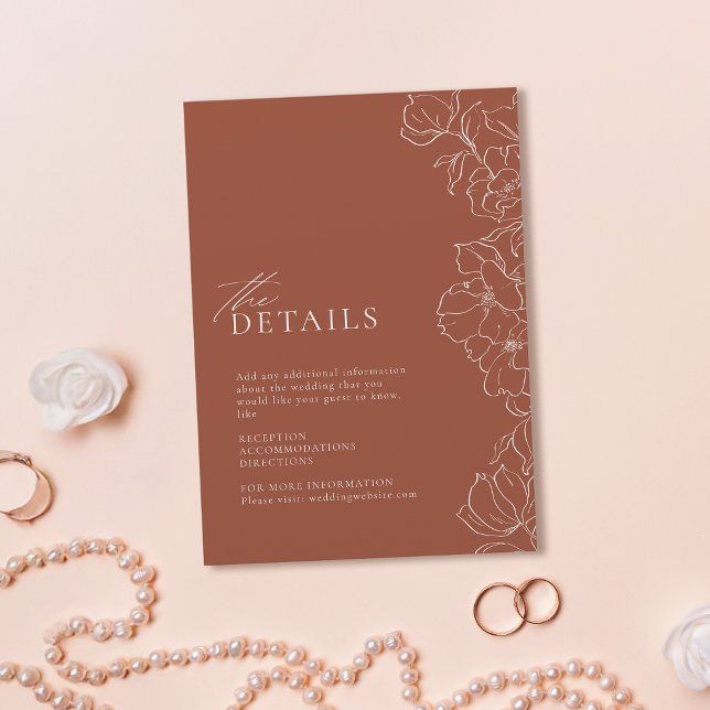 Elegante handgearbeitete Terrakotta-Details Begleitkarte (Elegant hand drawn floral terracotta details enclosure card)