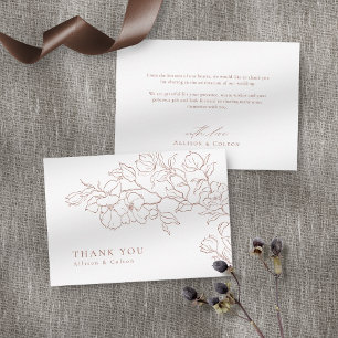 Elegante handgearbeitete Terrakotta Hochzeit Dankeskarte