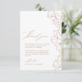 Elegante handgearbeitete Terrakotta Hochzeit Dankeskarte