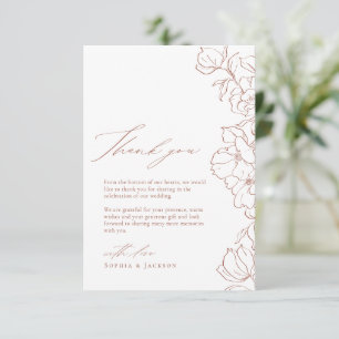 Elegante handgearbeitete Terrakotta Hochzeit Dankeskarte