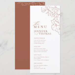 Elegante handgearbeitete Terrakotta Hochzeit Menükarte