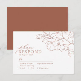 Elegante handgearbeitete Terrakotta Hochzeit RSVP Karte