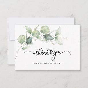 Elegante handgemachte Eukalyptus Greenery Wedding Dankeskarte