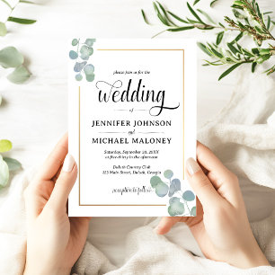 Elegante handgemalte Eukalyptus-Hochzeitsfeier Einladung