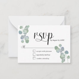 Elegante handgemalte Eukalyptus-RSVP-Karte Mitteilungskarte