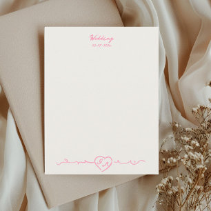 Elegante handgemalte Herz-Hochzeitsnotizkarte Mitteilungskarte