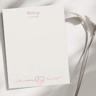Elegante handgemalte Herz-Hochzeitsnotizkarte Mitteilungskarte