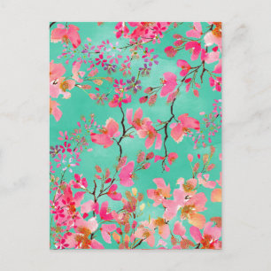 Elegante handgemalte Wasserfarbe Frühlingsblumen Postkarte