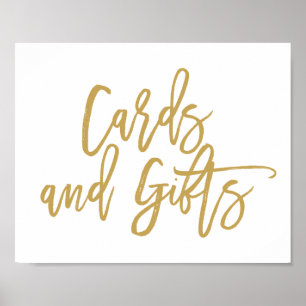 Elegante handgeschriebene Gold-Karten und Geschenk Poster
