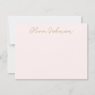 Elegante handgeschriebene Gold-Rosa-Notizkarte Mitteilungskarte