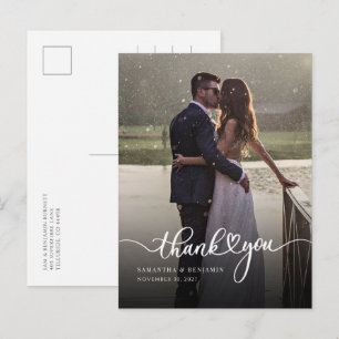 Elegante handgeschriebene Hochzeits-Dankeskarten m Postkarte