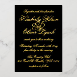 Elegante handgeschriebene Kalligrafie Luxe Wedding Folieneinladung