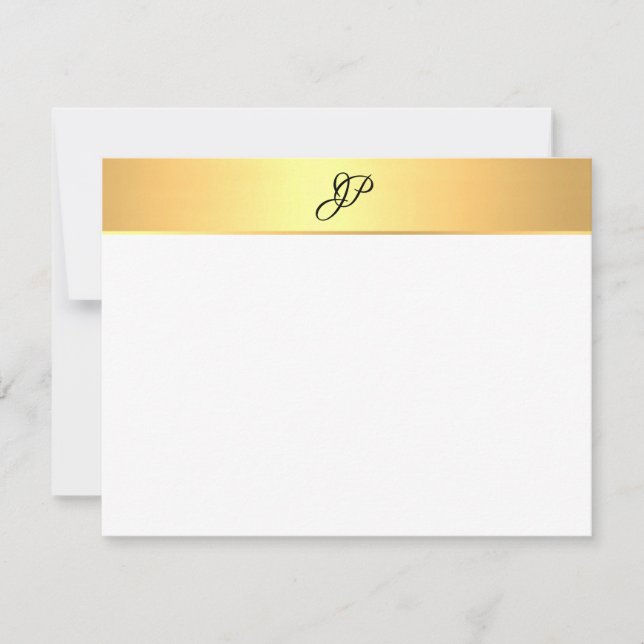 Elegante handgeschriebene Monogram Script Gold Mod Mitteilungskarte (Vorderseite)