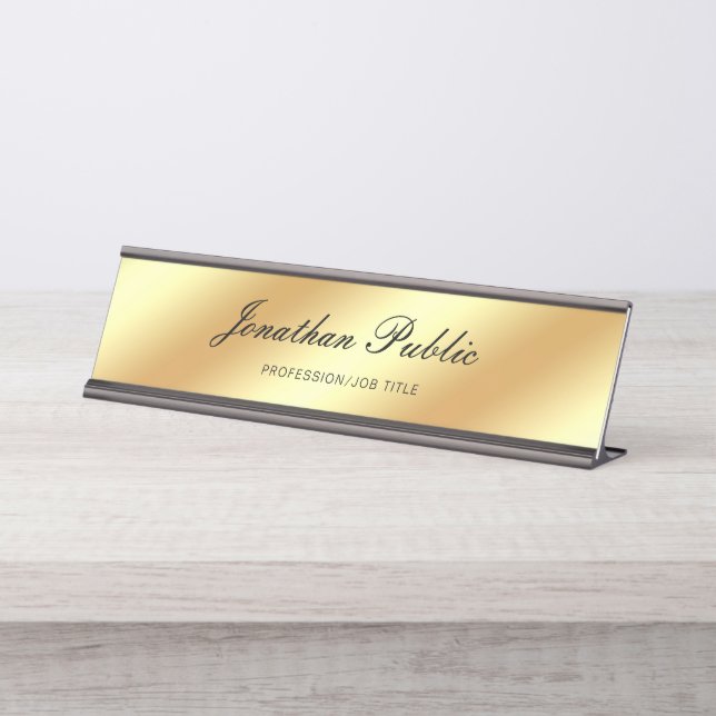 Elegante handgeschriebene schreibtischnamensplakette (Vorderseite )